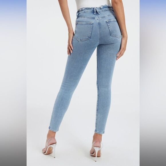 NEW GOOD AMERICAN Good Legs Button Fly Skinny Jeans Indigo317 2 - Picture 4 of 9